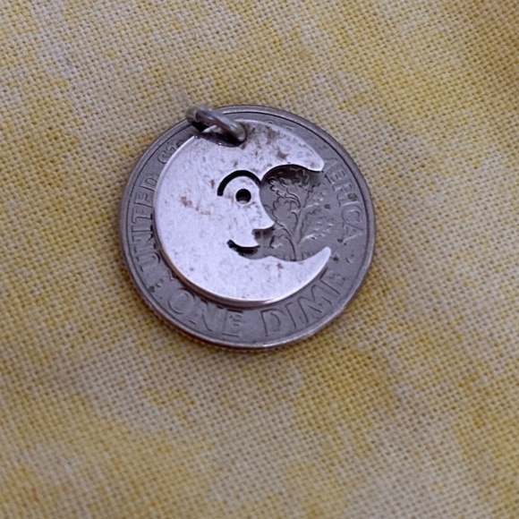 VTG Small Sterling Smiling Moon Sawed Charm - Picture 7 of 15